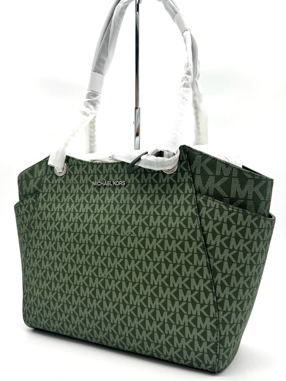 Michael Kors Jet Set Large Signature Logo Shoulder Bag - Amazon Green